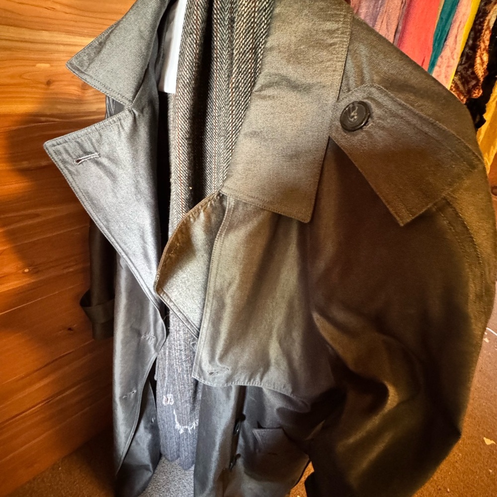 Evan Picone Black Trench Coat - Includes Wool Liner and Scarf